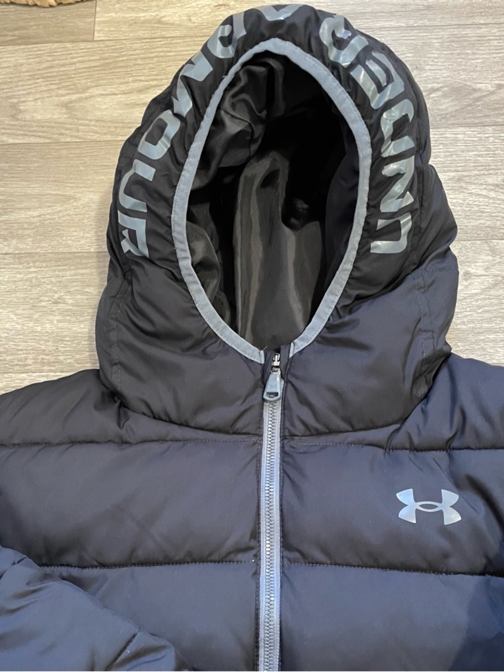 Under Armour Black Hooded Quilted Puffer Jacket - Picture 3 of 12